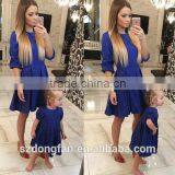 Pastel Pink/ Blue Family Outfits Mother And Daughter Dress Child Dress thumbnail-3