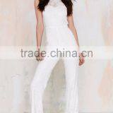 Elegant Partially Lined Mock Neck Jumpsuit Fashion Back Cutout Onesie Adult Jumpsuit thumbnail-4