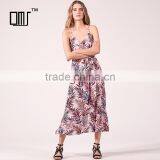 V-neck Thin Straps Jungle Printed Ruffled Hem Wraparound Maxi Dress thumbnail-1