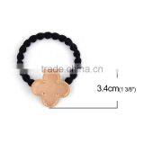 Zinc Based Alloy DIY Resin Mold For Jewelry Making Hair Ties Four Leaf Clover Gold Plated & Black thumbnail-2