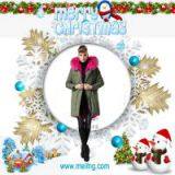 New Year Faux Fur Lined With Racooon Fur Collar Winter Coat for Chirstma