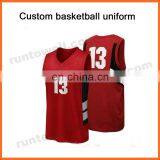 Runtowell 2013 coolmax basketball jersey designs / 100% polyester basketball jerseys / red basketball jersey