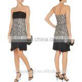 Fashion Lace Dress Designs Black Hot Sexy Photos Mini Dress Crepe Paneled Lace Dress thumbnail-1