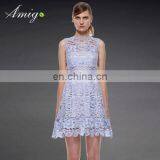 Light Blue/sky Blue Sexy Dress With Lace Hollow Out Lady Skirt Dress thumbnail-1
