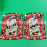 China Factory Wholesale Laminated Aluminum Foil Red Ketchup Liquid Packaging Stand up Spout Pouch thumbnail-2