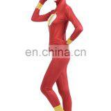 Red Zentai Full Stretch Bodysuit Hooded Mask Women Girls Cosplay Costume