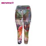 Ladies Digital Abstract Print Yoga Pant Sport Legging Beach Capri