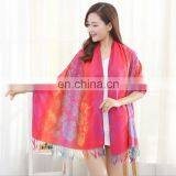100% Cotton Jacquard Leopard Spots&Rose 7 Colour Series Rainbow Colorful Large Shawl thumbnail-3