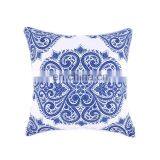 Chinese Style Blue and White Porcelain Design Polyester Canvas Outdoor Cushion Cover With White Piping and Invisible Zipper thumbnail-2