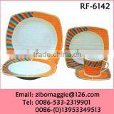 Beautiful Stripe Designed Disposable Ceramic Dinnerware Set for Children with Sqaure Shape