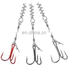 3colors/set Strong Soft Worms Lures Treble Hook Rigs With Spring and Steel Line Triple Carbon Steel Fish Hooks