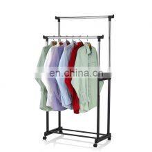 Modern Stand Folding Clothes Drying Rack With Wheels Home Stainless Steel Rectangular 2 Tier Clothes Drying Rack