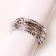 Rose Gold Silver Black Colored Metal Dinner Wire Napkin Rings Holders for Hotel Restaurant thumbnail-2