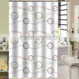 100% polyester Bubbles and waves printed shower curtain for hotel, family, waterproof bath curtain