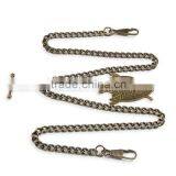 Double Albert Bronze Tone Curb Chain for Pocket Watch