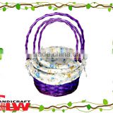 cheap wholesale baskets,bulk wicker baskets,wicker easter baskets,set of 3 purple willow&woodchip basket