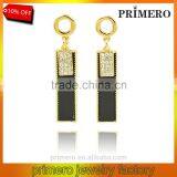 Rolled 18K Gold Plated Enamel Geometric Metal Women Fashion Long Earring