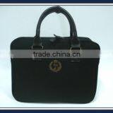 High Quality Canvas Computer Document Bag With Genuine Leather Handles