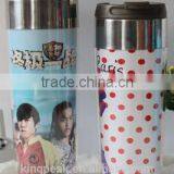 2015 Hot Sale Customed Double Wall Starbucks Plastic Mug/Portable Double Wall Plastic Cup With Inserting Paper thumbnail-1