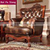 American Antique Style Genuine Leather Solid Wood Sofa Set Design for Living Room Furniture N-253 thumbnail-3