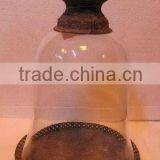 8009505MC-Metal Tray Metal Plate With Glass Cloche