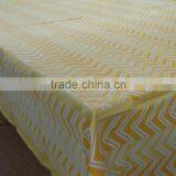 Yellow Chevron Hand Block Printed Cotton Tablecloth thumbnail-1