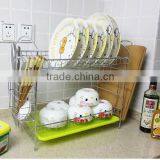 Latest 2 Tiers Decorative Dish Rack Kitchen Cabinet Dish Drying Rack thumbnail-2