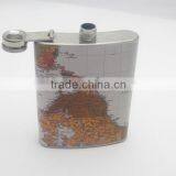 Never Misss it ! ! ! World Map Water Transfer Series Hip Flask thumbnail-1