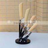 Set of 4 Ceramic Kitchen Knives With Flower Printing on Blade