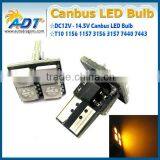 Canbus Error Free Yellow Color 4 SMD T10 168 194 License Plate LED Light Bulbs thumbnail-2