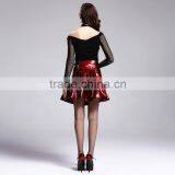 Devil Fashion 2015 PUNK Gothic Leather Skirts in Red Made in China SKT01502 thumbnail-3