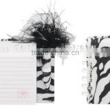 Fancy Fabric Cover Notebook With Feather Pen thumbnail-1