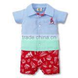 High Quality Children Jumpsuit Short Sleeve Imitation Cowboy Gentleman Rompers Toddle Kid Summer Baby Rompers Baby Clothing thumbnail-4