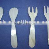White Mother of Pearl Shell Made Spoon and Fork