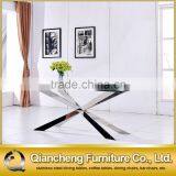 Modern Clear Glass Top Dining Table With Stainless Steel Frame and Base thumbnail-5