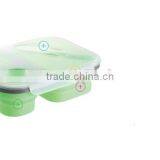 Foldable Silicone Lunch Box With Fork and Knife thumbnail-1