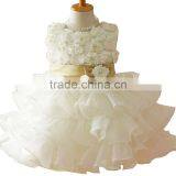 Retail !2014 New Sleeveless Waist Chiffon Dress Girls Toddler 3D Flower Tutu Layered Princess Party Bow Kids Formal Dress--1pcs thumbnail-1