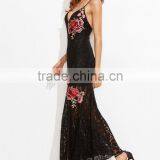 OEM Service Sexy Embroidered Rose Applique Overlay Fishtail Cami Dress Pictures Of Latest Long Gown thumbnail-4