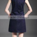 Sleeveless A Line Short Skirt Ladies Smart Casual Dress /Neck Waist Zipper Short thumbnail-3