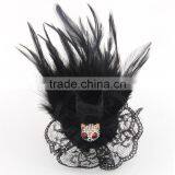 Tiny Panda Feather Corsage Clip Fascinator Brooch Black Lace Net Hair Decoration Hairpin thumbnail-3