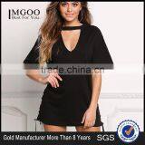 MGOO 2017 New Stylist Black Oversized Fashion Tunic Tops Flare Half Sleeves 220g Heavy Chocker Shirts thumbnail-1