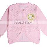 Stylish White Pink Purple Cotton Knitted Baby Girls Sweater Cardigan thumbnail-2