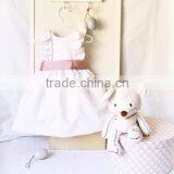 White Dress Girls Frocks Ruffle Sleeve High Waist Ribbon Summer Children Clothes thumbnail-3