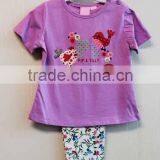 Wholesale Fashion Baby Girls 2 Pcs Set Purple Short Sleeve Top + Long Pant Casual Set TP-7717 thumbnail-1