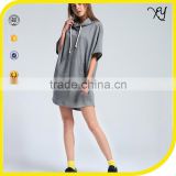 Oem service China manufacturing fashion curve hem long sleeve gym hoodie long cotton dress