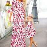 Bright Cherry Print Family Outfits Mommy And Baby Matching Mommy And Me Dress Women Girl Frock Dress thumbnail-1