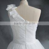 Knee Length One Shoulder Ball Gown Wedding Dress/Chiffon Wedding Dress thumbnail-4