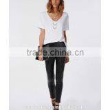 2015 Wholesale v Neck Loose Short Sleeve Women t Shirt Custom Plain t Shirt thumbnail-4