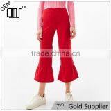 Online Cheap Classical Cropped Office Frilled Red Pants for Women thumbnail-1
