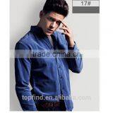 China Wholesale Classic Men Clothing Plain Deep Blue Corduroy Shirt 2014 thumbnail-1
